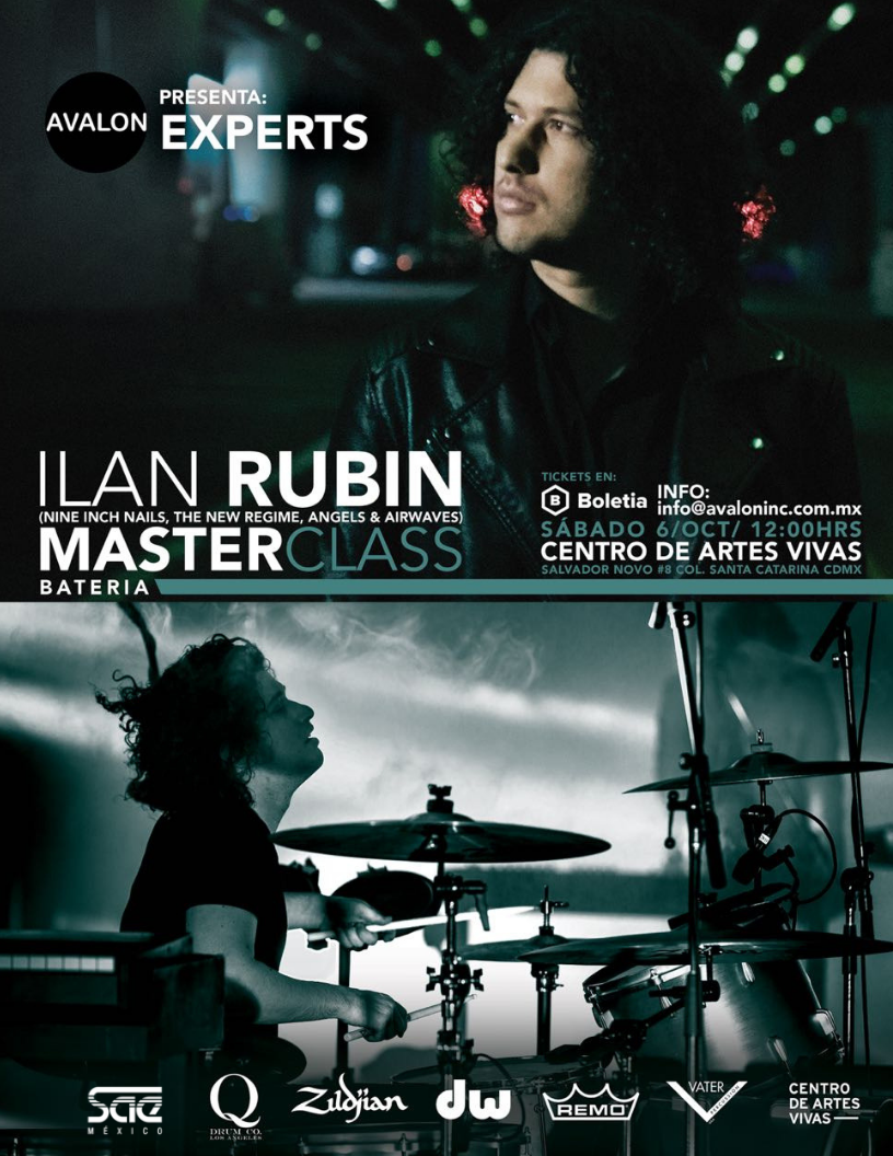 El músico norteamericano <b>Ilan Rubin, baterista de Nine Inch Nails</b>, visitará la Ciudad de México este Sábado 6 de Octubre para impartir una mast...