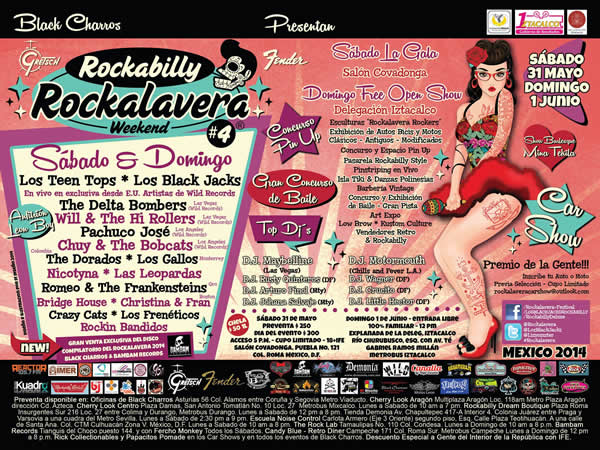 El festival de rockabilly más importante de Latinoamérica regresa en su 4ta edición, con una noche de gala el sábado 31 de Mayo en el Salón Covadonga...