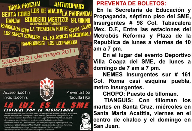 “LA LUZ ES EL SME”
21 DE MAYO DE 2011
DEPORTIVO VILLA COAPA

<a href=