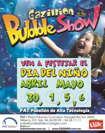 Por Aleysha

<b>Gazillion Bubble Show</b> regresa al PAT (Pabellón de Alta Tecnología)</b>, aprovecha y lleva a tus hermanos, hijos o sobrinos a fes...