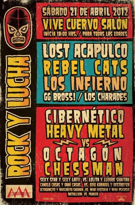 El próximo Sabado 21 de Abril en el vive cuervo salón se presentará un concierto / función de lucha libre en donde por supuesto destacará la música su...
