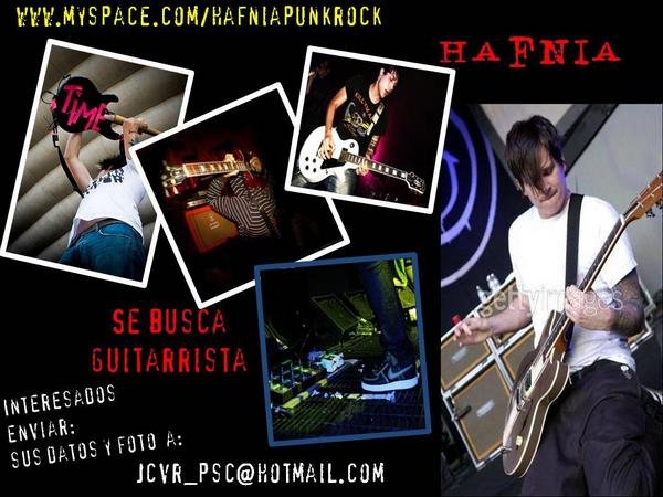 Que Onda Banda:

URGENTE, la banda de Punk - Rock Tabasqueño Hafnia anda buscando guitarrista.

Si te gusta el punk y sabes tocar la guitarra éntr...