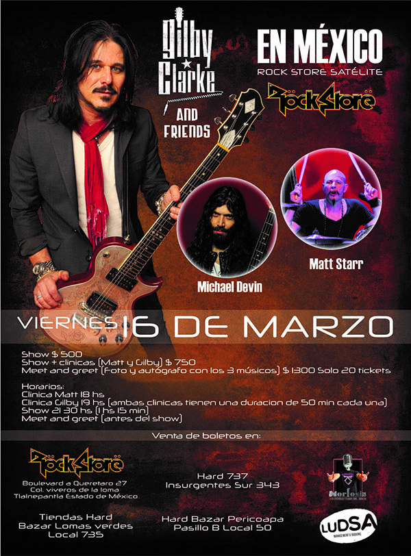 <b>Gilby Clarke</b> visitará por 2da ocasión nuestro país. El ex guitarrista Guns N' Roses estuvo de gira con la banda durante su enorme <b>Use Your I...