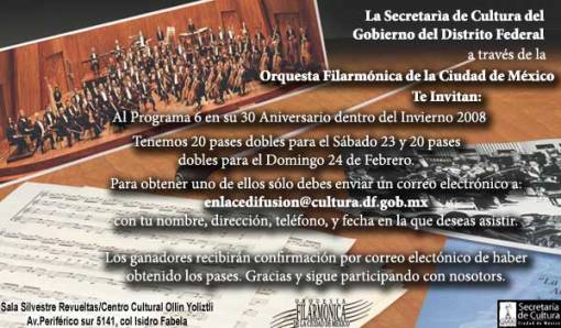 PROGRAMA DE LA ORQUESTA FILARMONICA DE LA CIUDAD DE MÉXICO 