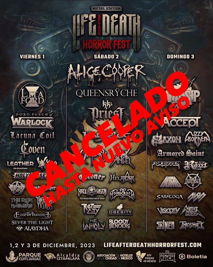 LIFE AND DEATH CDMXHa sido cancelado, FESTIVAL DE METAL LIFE AND DEATH SE POSPONE