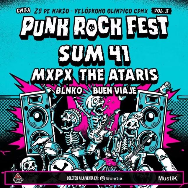 PUNK ROCK FEST 2024SUM 41 encabeza el cartel, sum 41 en la CDMX en el punk rock fest