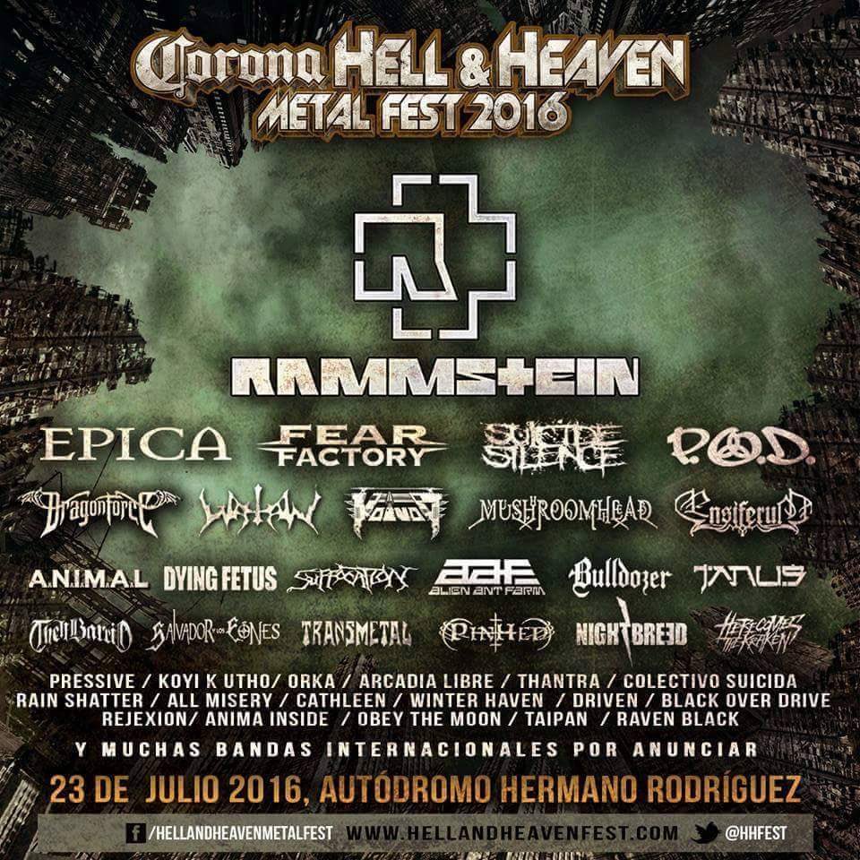 HELL AND HEAVEN 2016Cartel oficial - 23 de Julio, Se anuncia el cartel oficial del Hell and Heaven,  Mushroom head llega al Hell and Heaven 2016, POD llega al Hell and Heaven 2016, EPICA llega al Hell and Heaven 2016