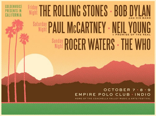 DESERT TRIPUn festival con un cartel histórico - Octubre 2016, Desert Trip,  Rolling Stones, The Who, Roger Waters, Bob Dylan y m�s en el Desert Trip