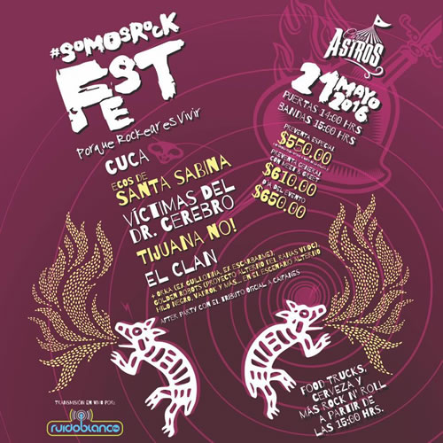 SOMOS ROCK FEST Tijuana No!, Cuca, Victimas dr. Cerebro y más en Carpa Astros, SomosRock Fest, Cuca y Tijuana No en Carpa Astros, Rock de los 90�s en carpa astros