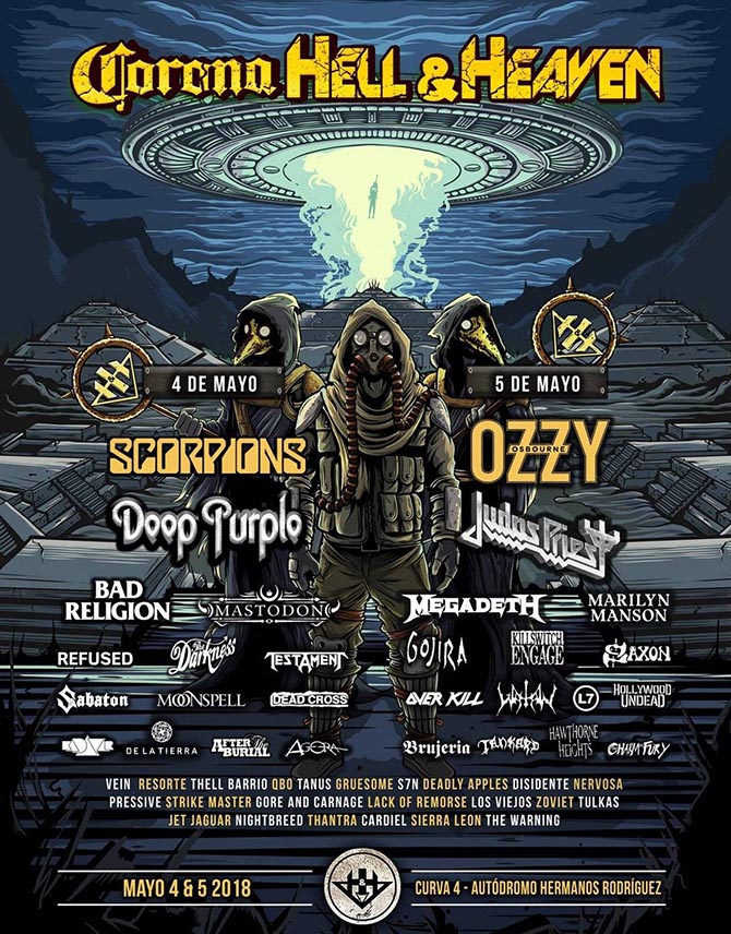 HELL AND HEAVEN 2018Ozzy Osbourne, Judas Priest, Mastodon, Marilyn Manson y muchos más , Cartel del Hell and Heaven del 4 y 5 de mayo 2018