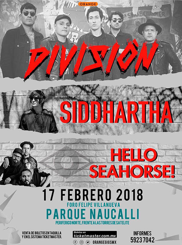 Siddhartha, Hello Seahorse! y División Minúscula tocarán juntos en Parque Naucalli, Siddhartha, Hello Seahorse! y División Minúscula tocarán juntos en Parque Naucalli