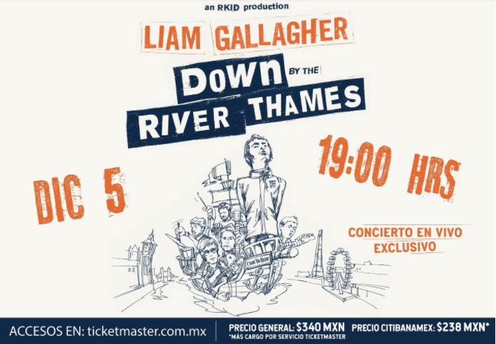 Liam Gallagher presenta Down By The RiverUn espectáculo en vivo que será transmitido a nivel mundial , show irrepetible de Liam Gallagher