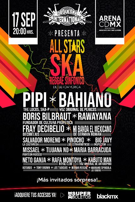 GRAN FESTIVAL DE SKA Y REGGAE Llega a la Arena CDMX el 17 de septiembre, conoce el cartel, Festival en la arena CDMX con voces originales del movimiento ska y el reggae en hispanoamérica