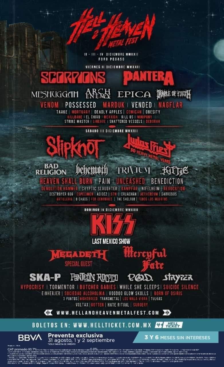 Pantera, Slipknot y KISS como estelares, 2,3 Y 4 diciembre