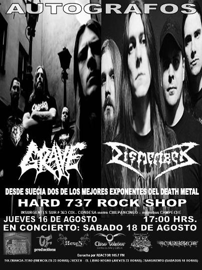 GRAVE Y DISMEMBERFirma de Autógrafos, 