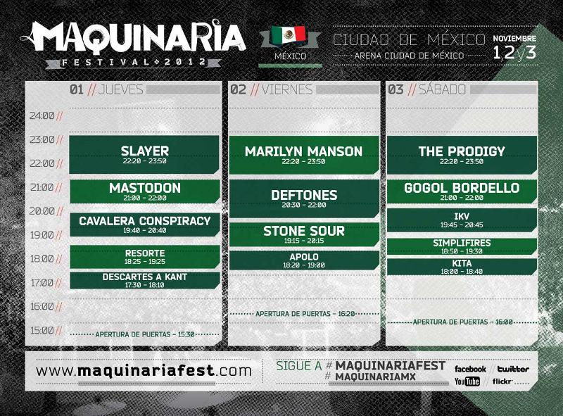 FESTIVAL MAQUINARIA Horarios, 