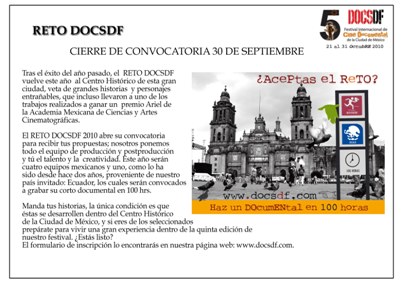  ¡VEN A VER DOCUMENTALES! Del 21 al 31 de octubre 2010, 