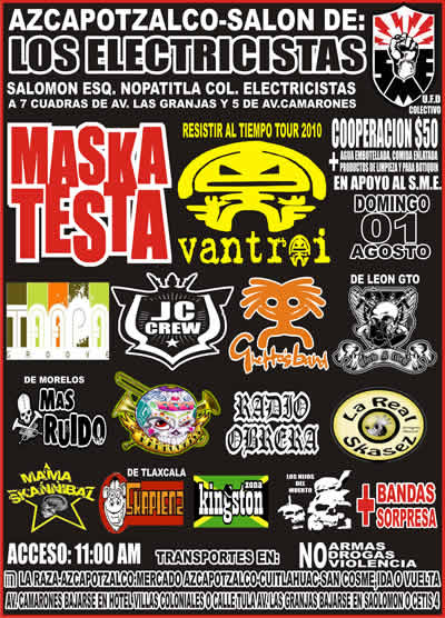 MASKATESTA, VANTROI, Y MAS SKA1 de Agosto - Salon de los Electricistas , 