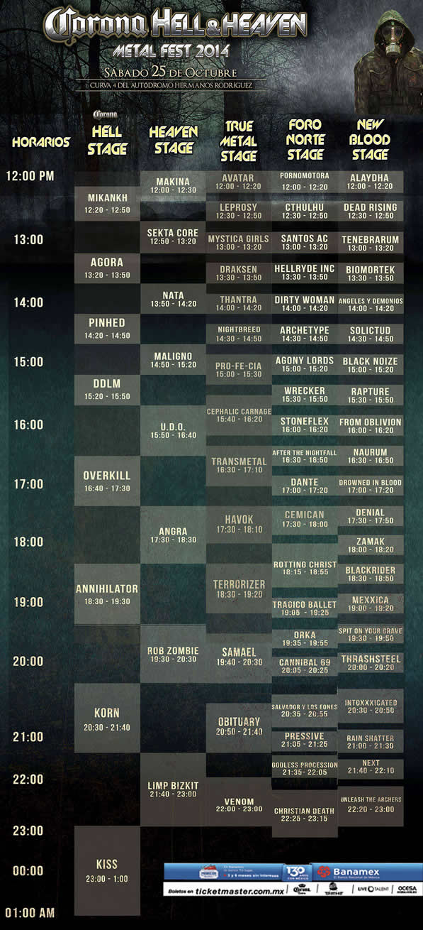 Horarios HELL AND HEAVEN