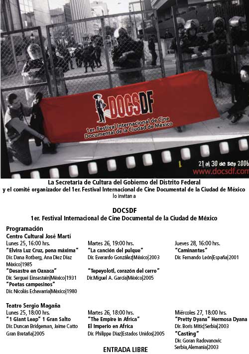1er. Festival Internacionalde Cine Documental  de la Ciudad de México., 