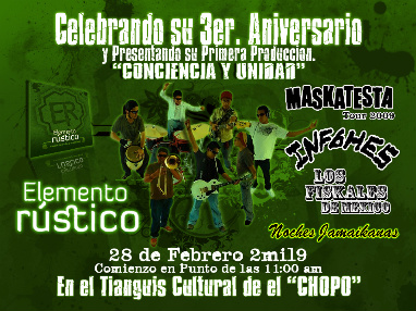 ELEMENTO RUSTICOPresentacion de su primer LP, Sabado 28 en el Chopo, 