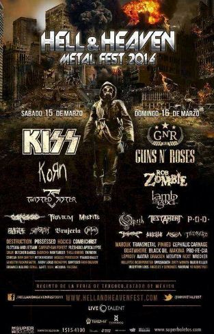 HELL AND HEAVEN METAL FESTKISS, GNR, ROB ZOMBIE, KORN y más - 15 y 16 de Marzo, 