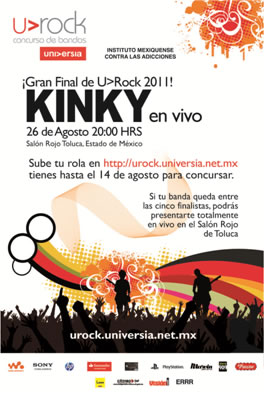 GANADORES  BOLETOS PARA KINKYFinal U>ROCK - 26 Agosto - Toluca, 