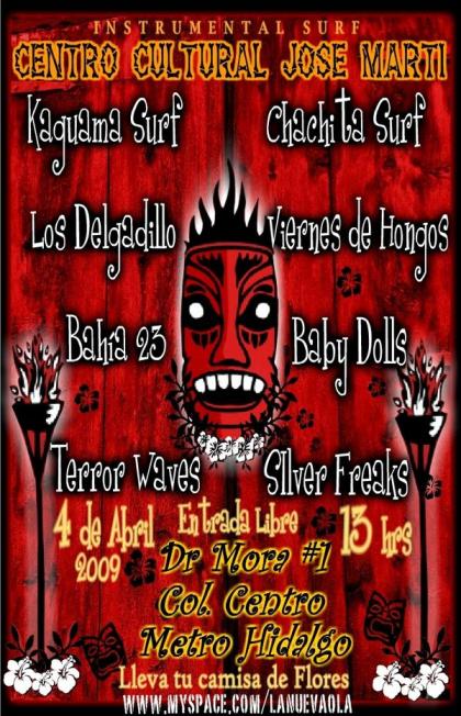 INSTRUMENTAL SURF EN EL JOSE MARTI4 de abril, entrada libre, 